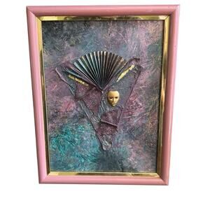 June Marie Mixed Media Abstract Canvas Painted Fiber Gallery Framed Art READ